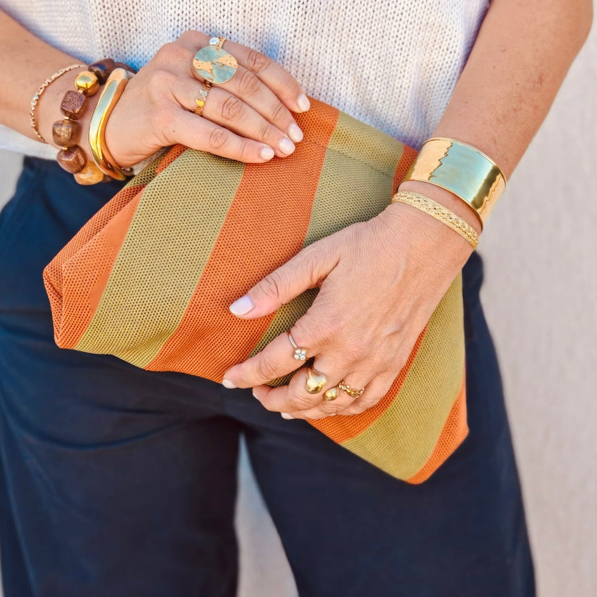 Pochette Alba rayé vert