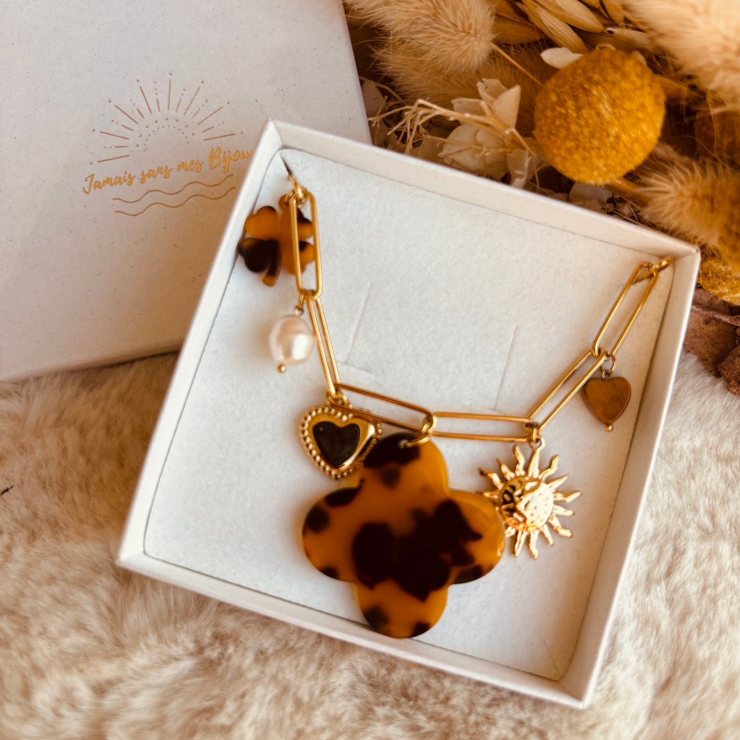 Collier fleur Léopard