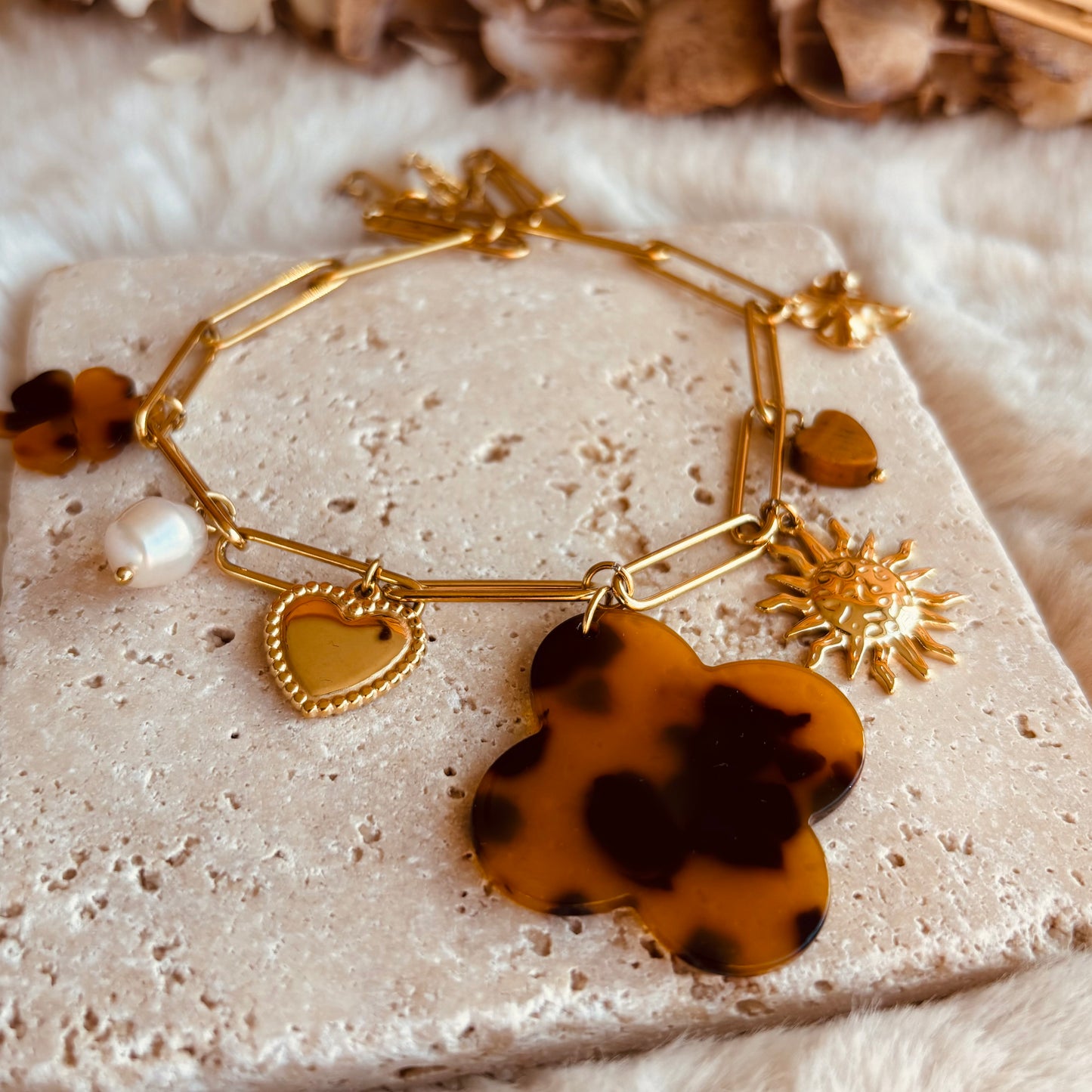 Collier fleur Léopard