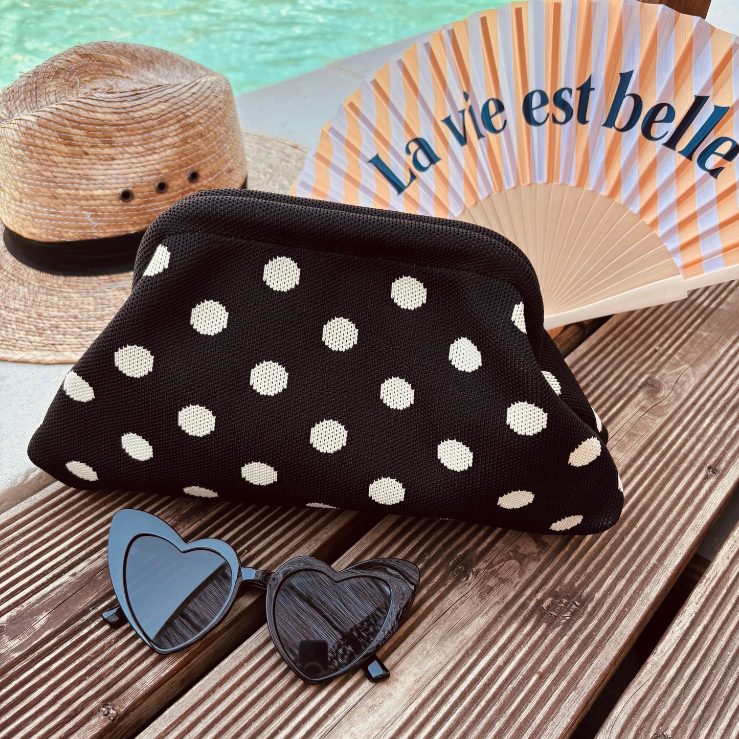 Pochette Alba noir pois blanc