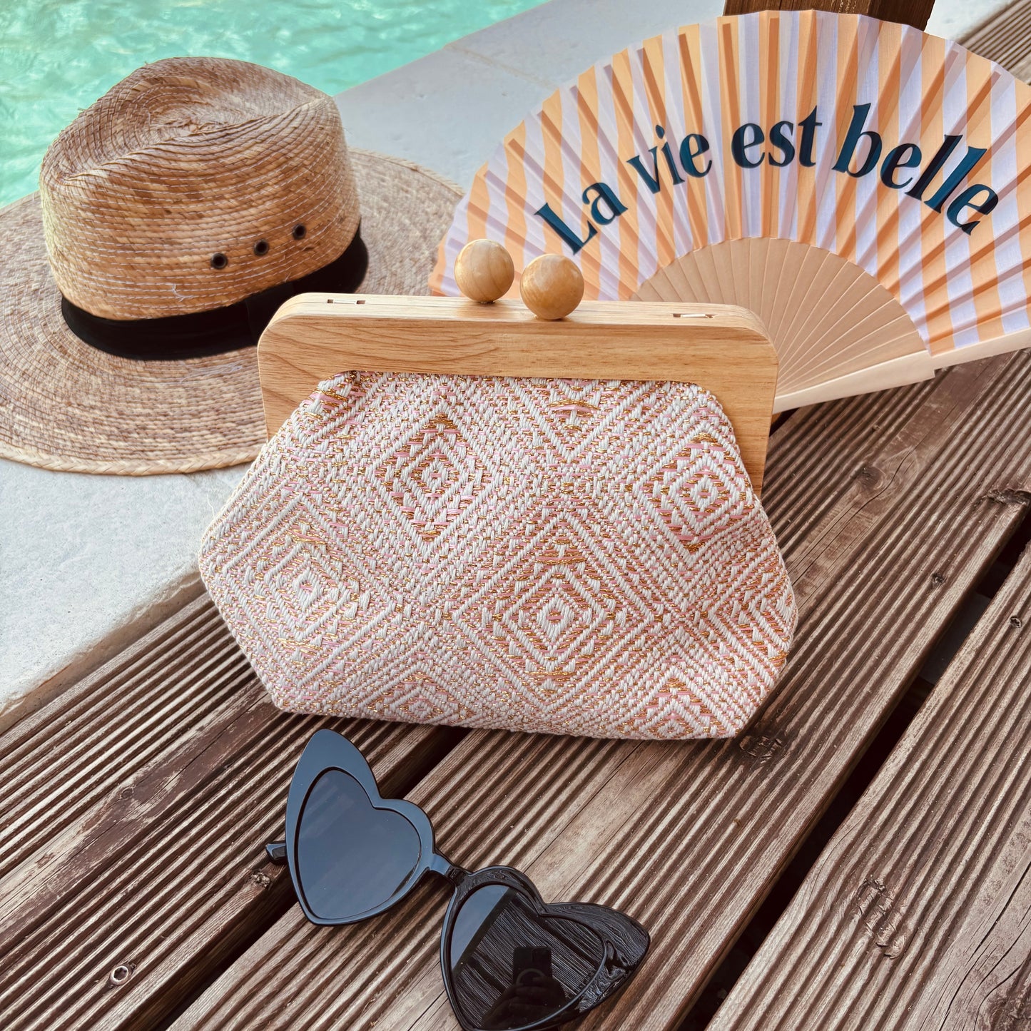 Pochette Bella beige/rose