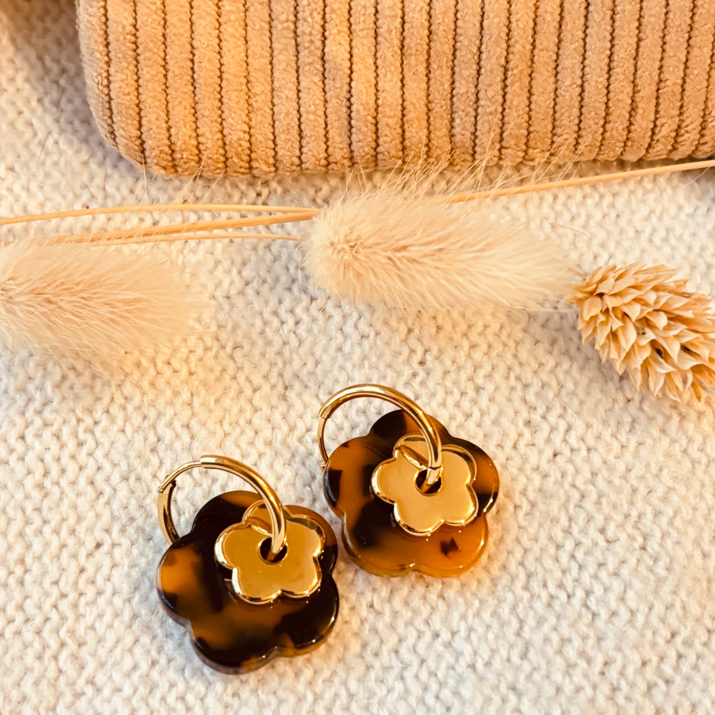 Boucles d'oreilles fleur doré