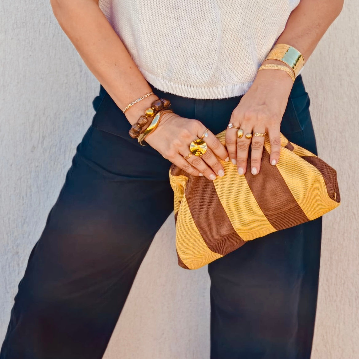 Pochette Alba rayé jaune