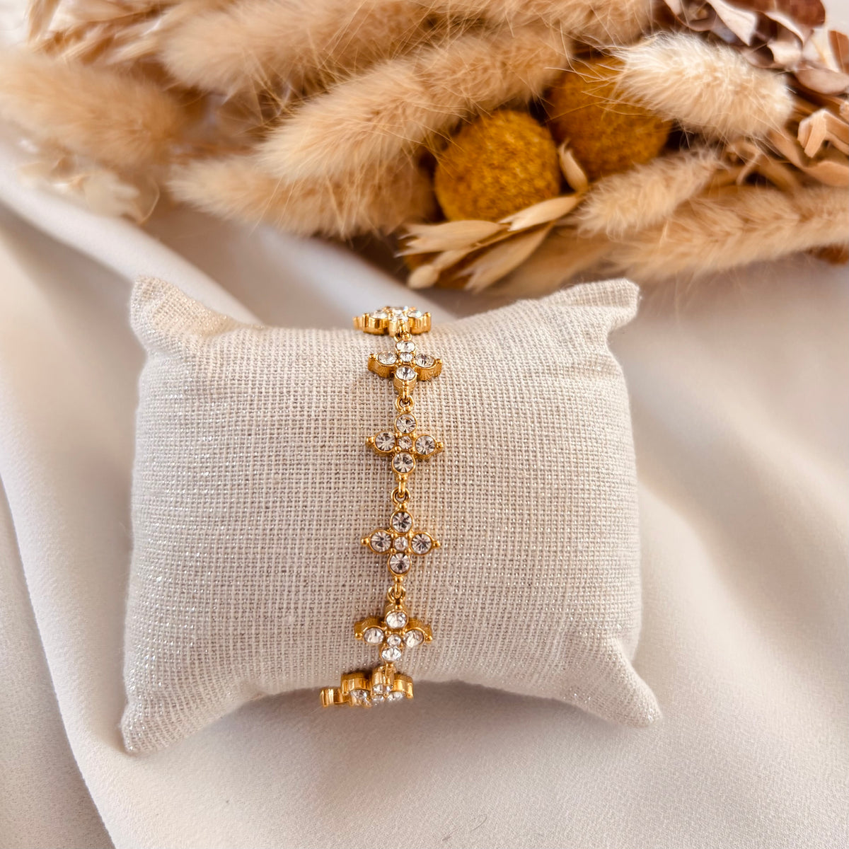 Bracelet fleur strass