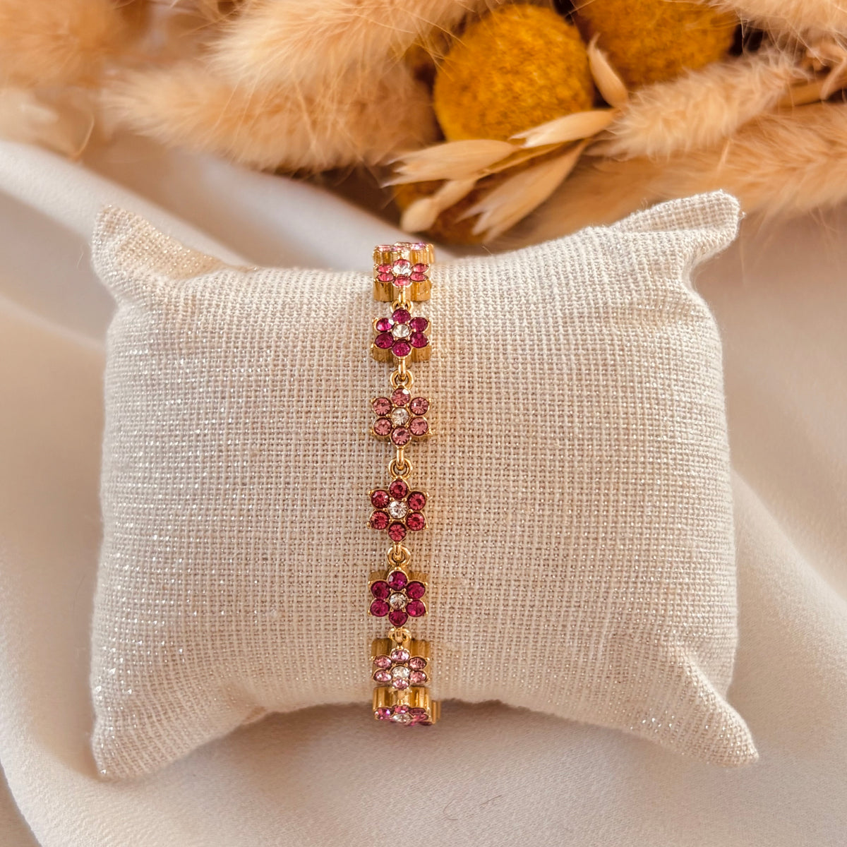 Bracelet fleur strass