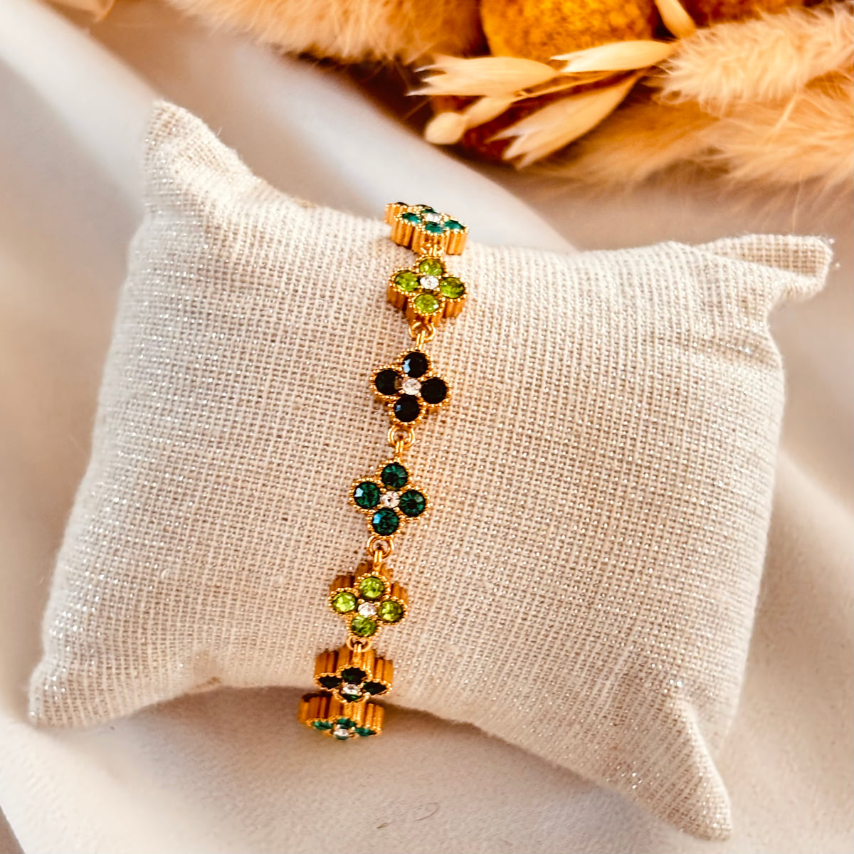 Bracelet fleur strass