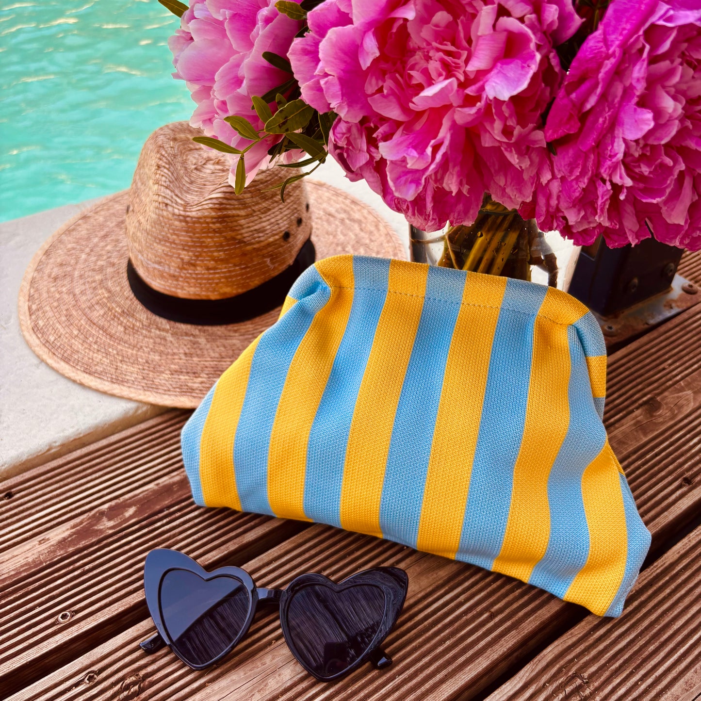 Pochette Alba jaune/turquoise
