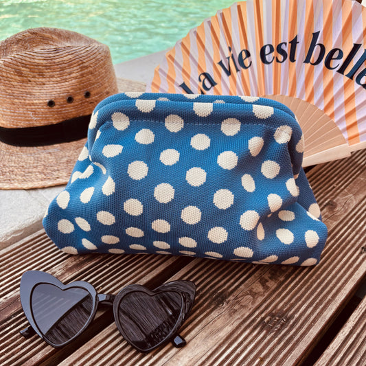 Pochette Alba bleu pois balnc