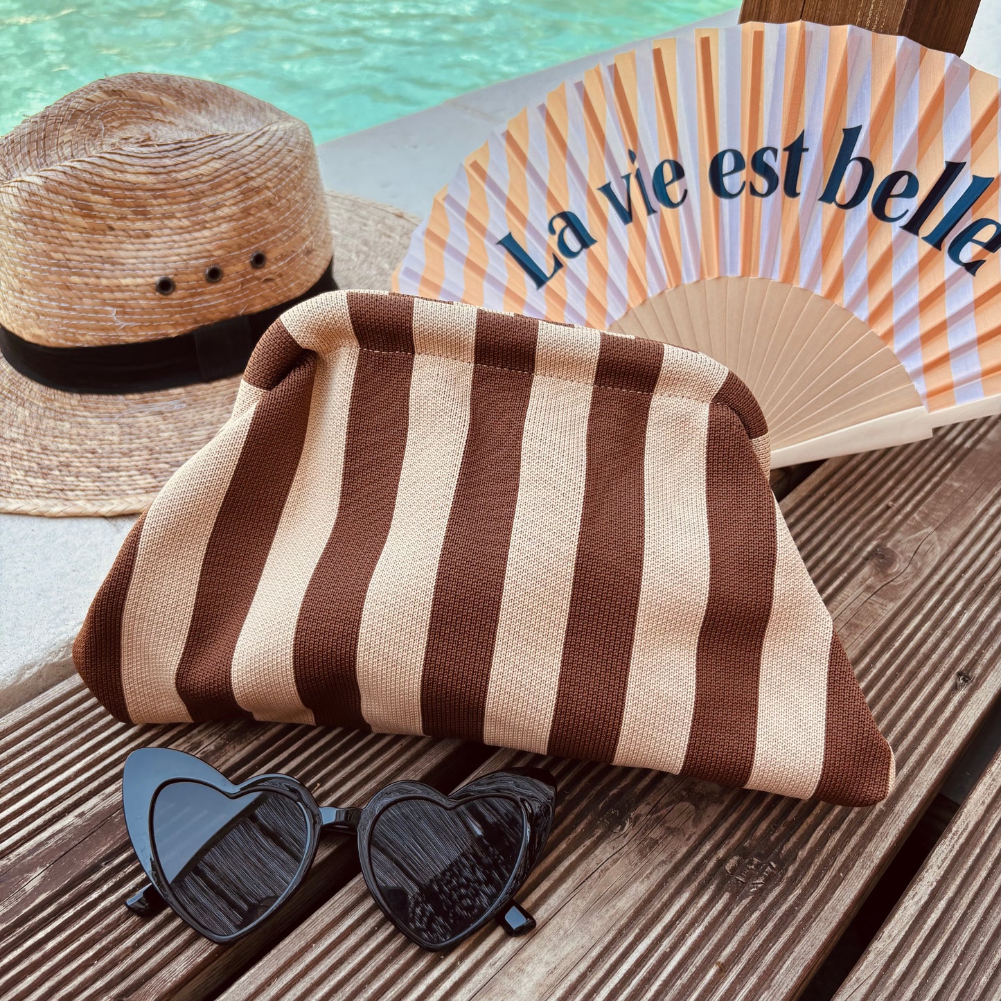 Pochette Alba rayé marron
