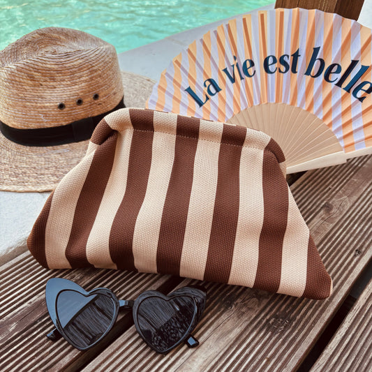 Pochette Alba rayé marron