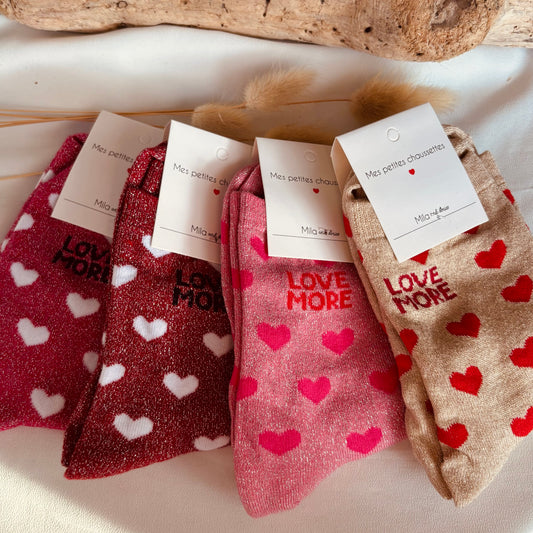 Chaussette paillettes Love More