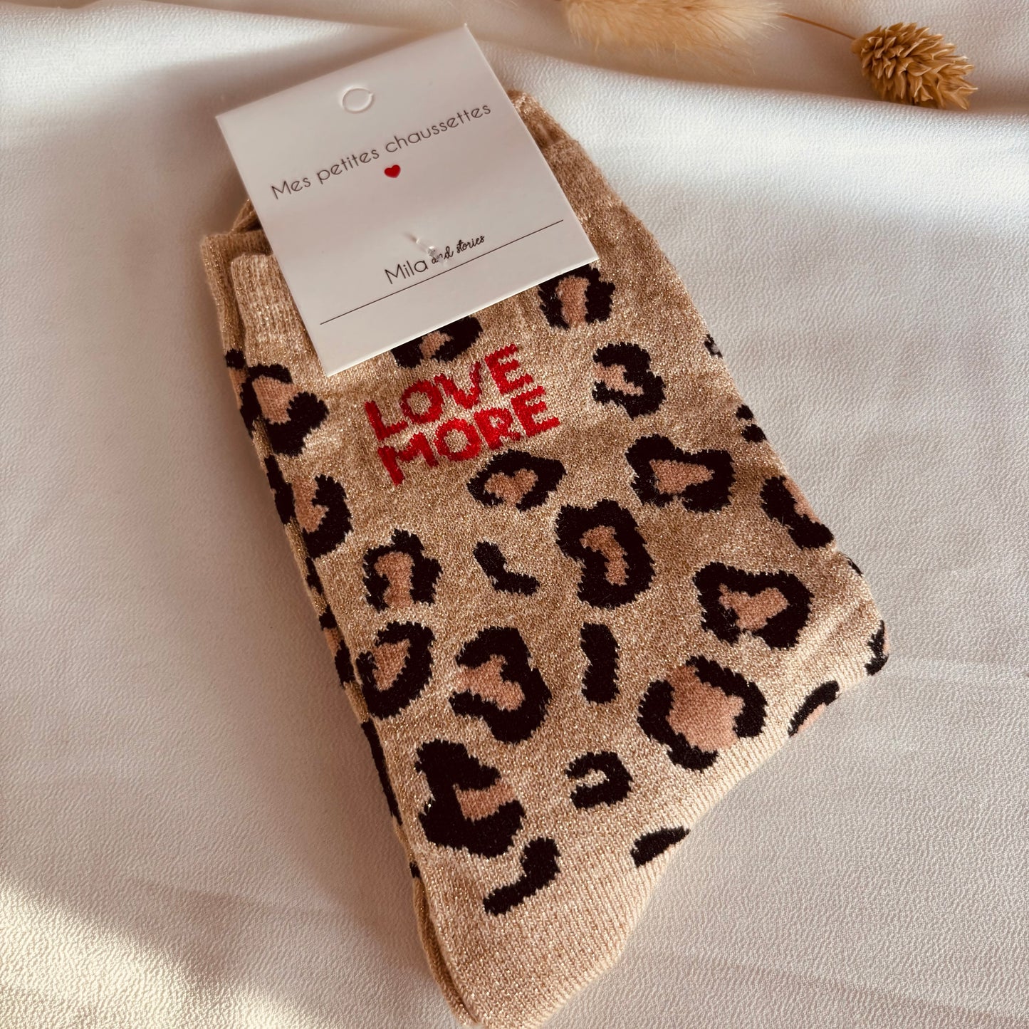 Chaussette paillettes Love More