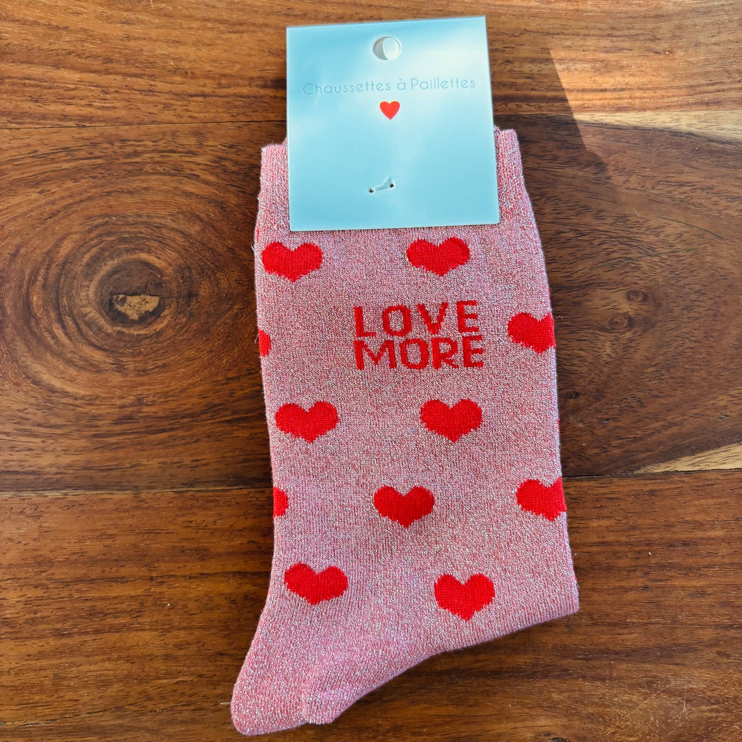 Chaussette paillettes Love More