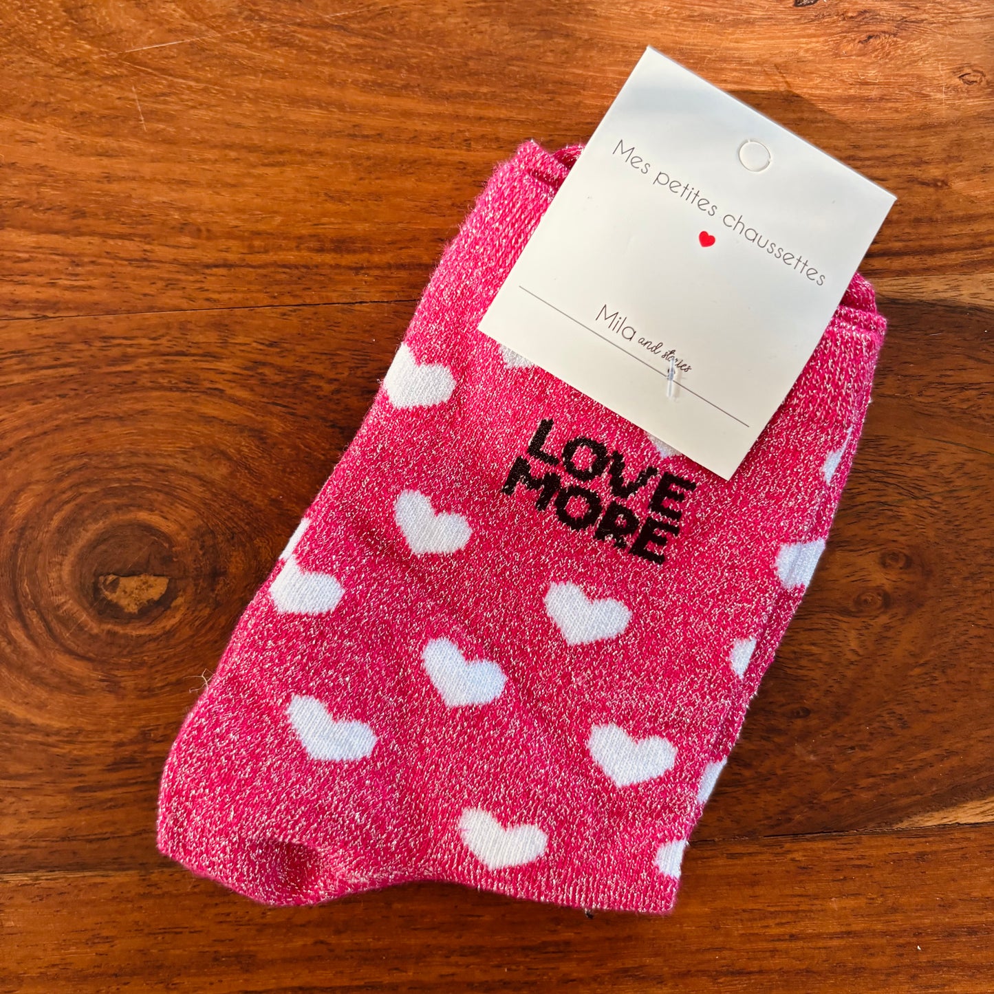 Chaussette paillettes Love More