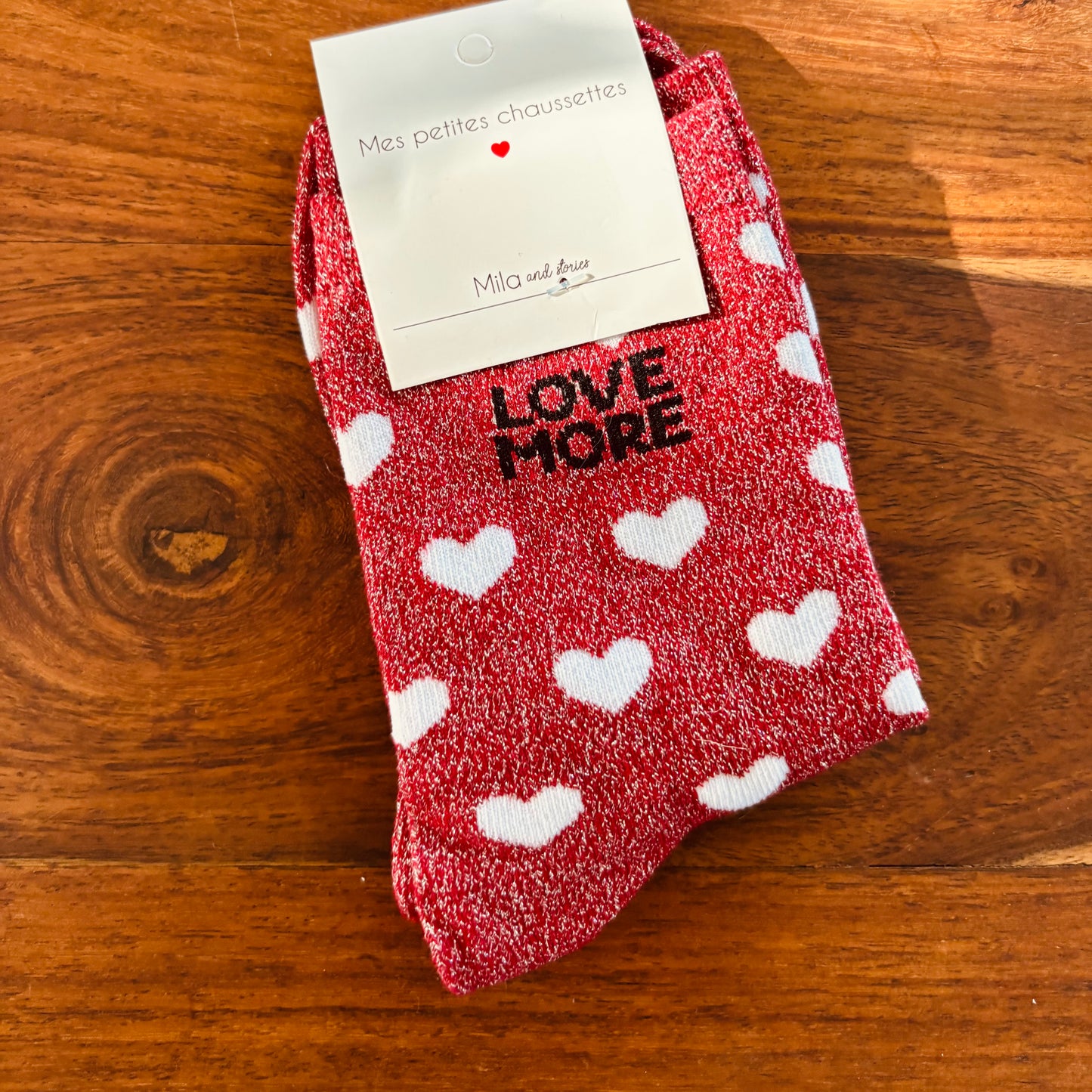 Chaussette paillettes Love More
