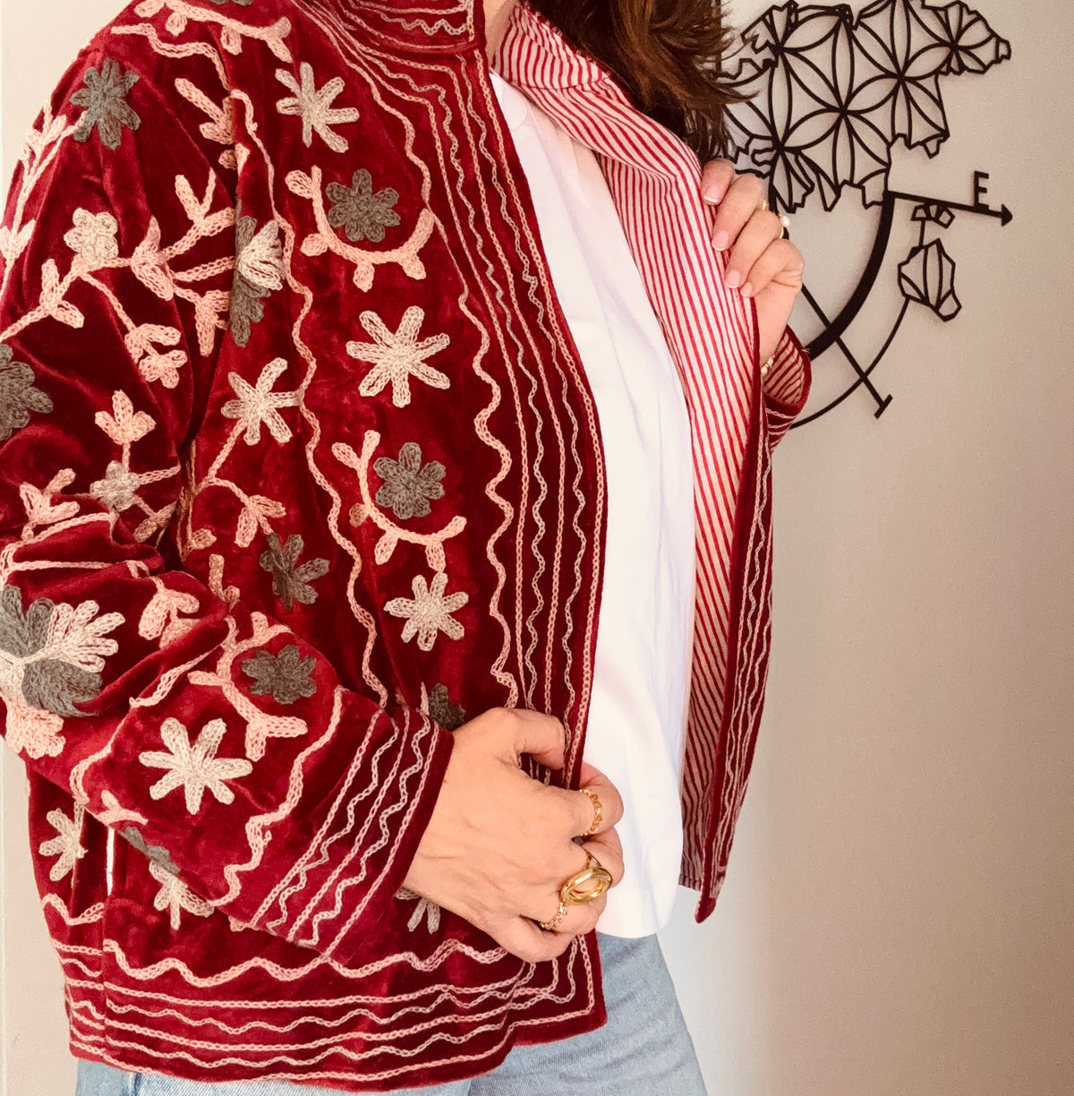 Veste india bordeau