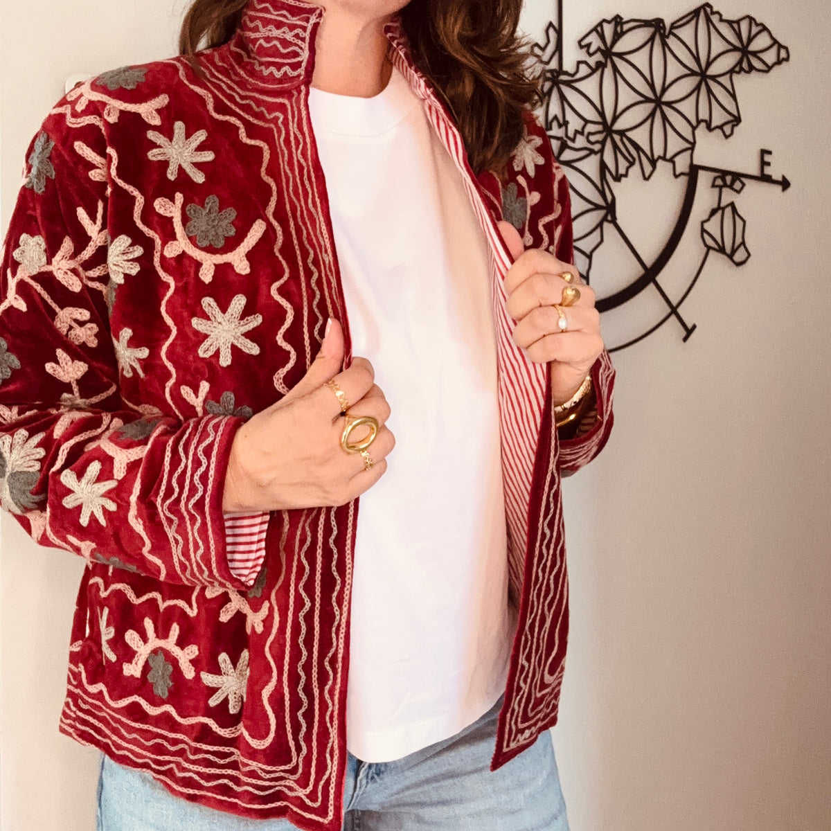 Veste india bordeau