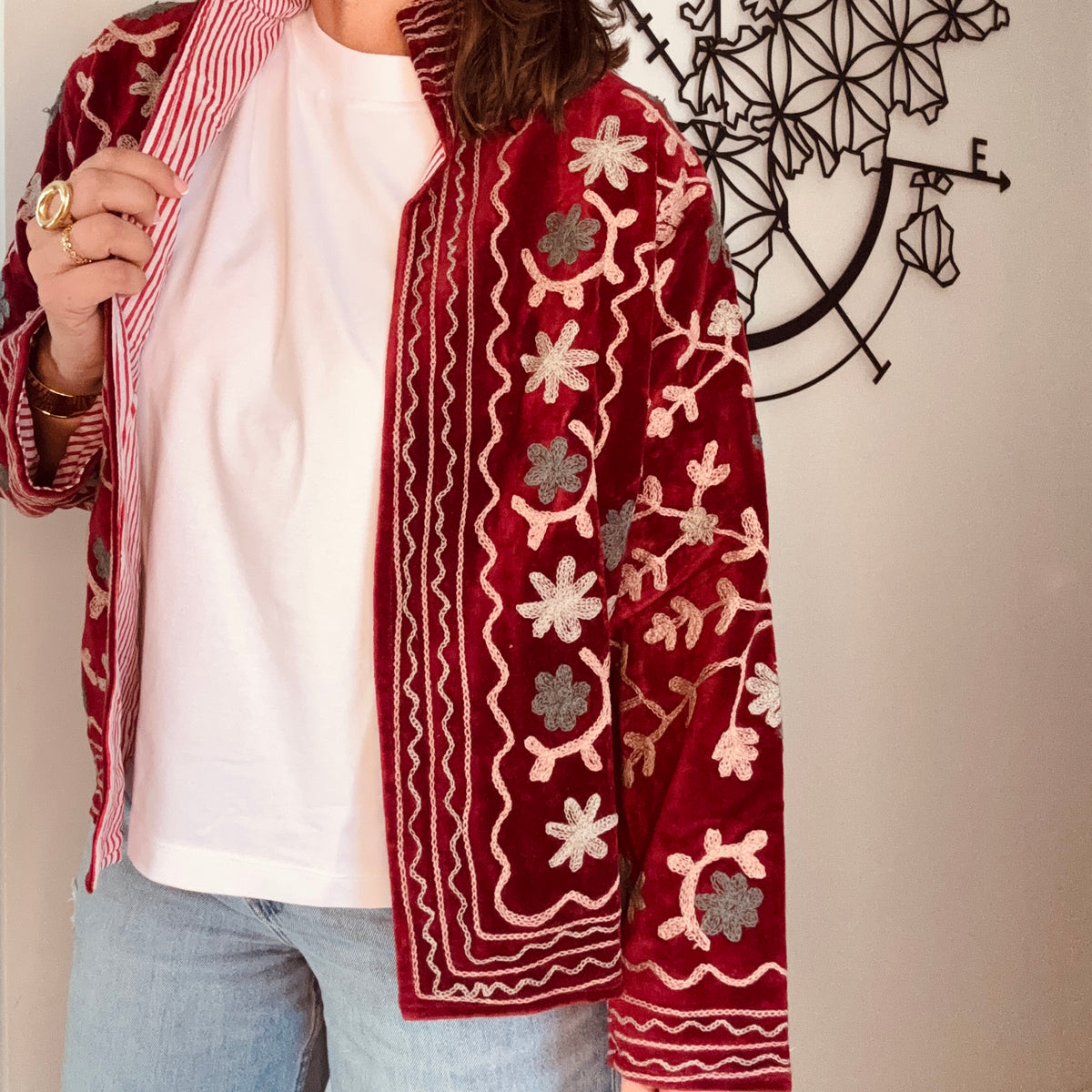 Veste india bordeau