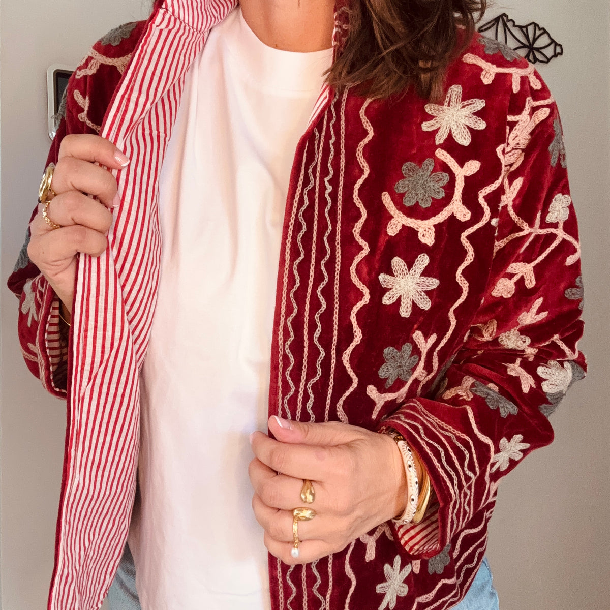 Veste india bordeau