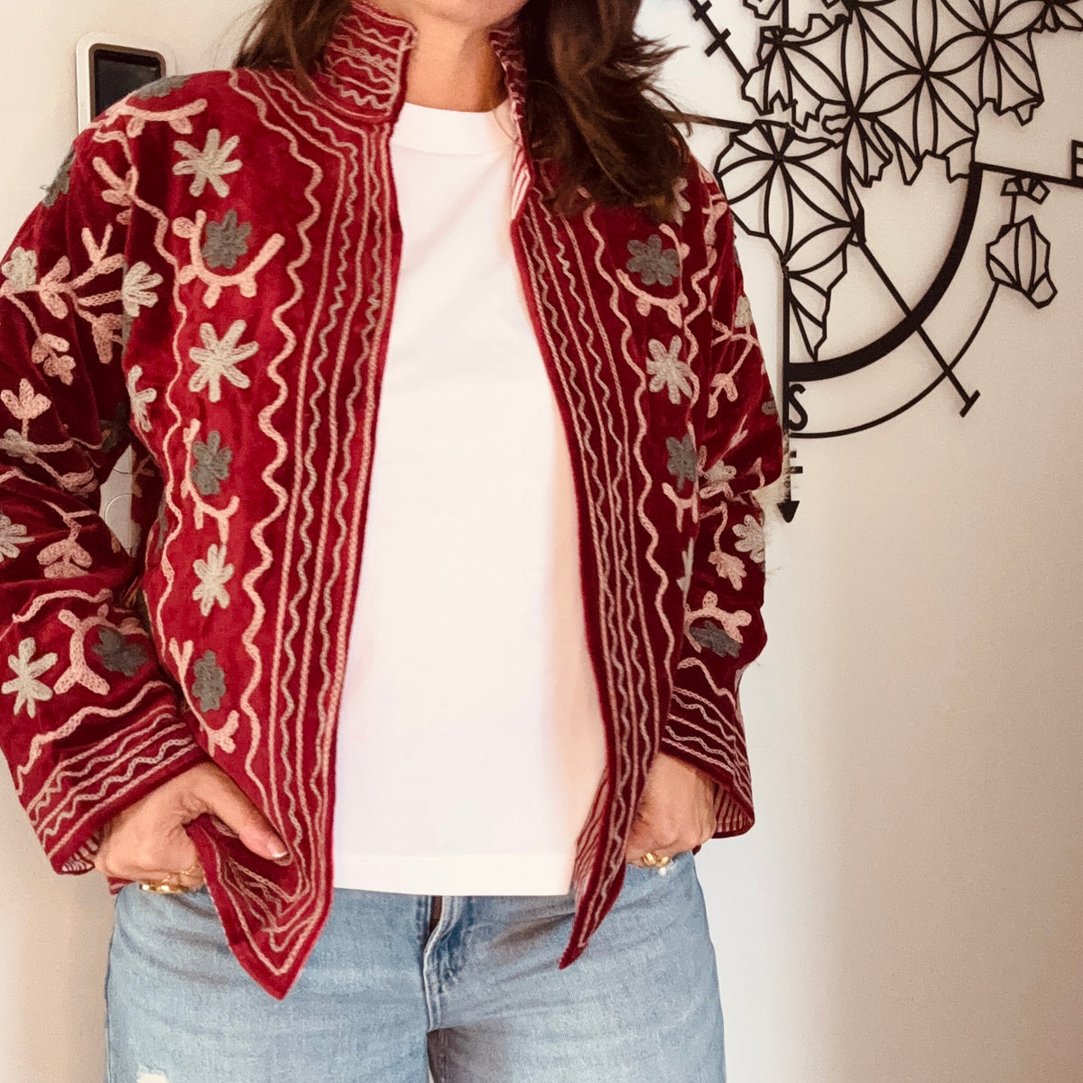 Veste india bordeau