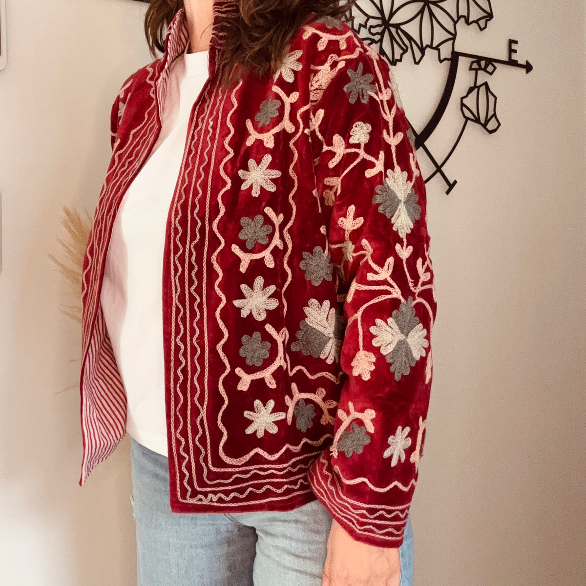 Veste india bordeau