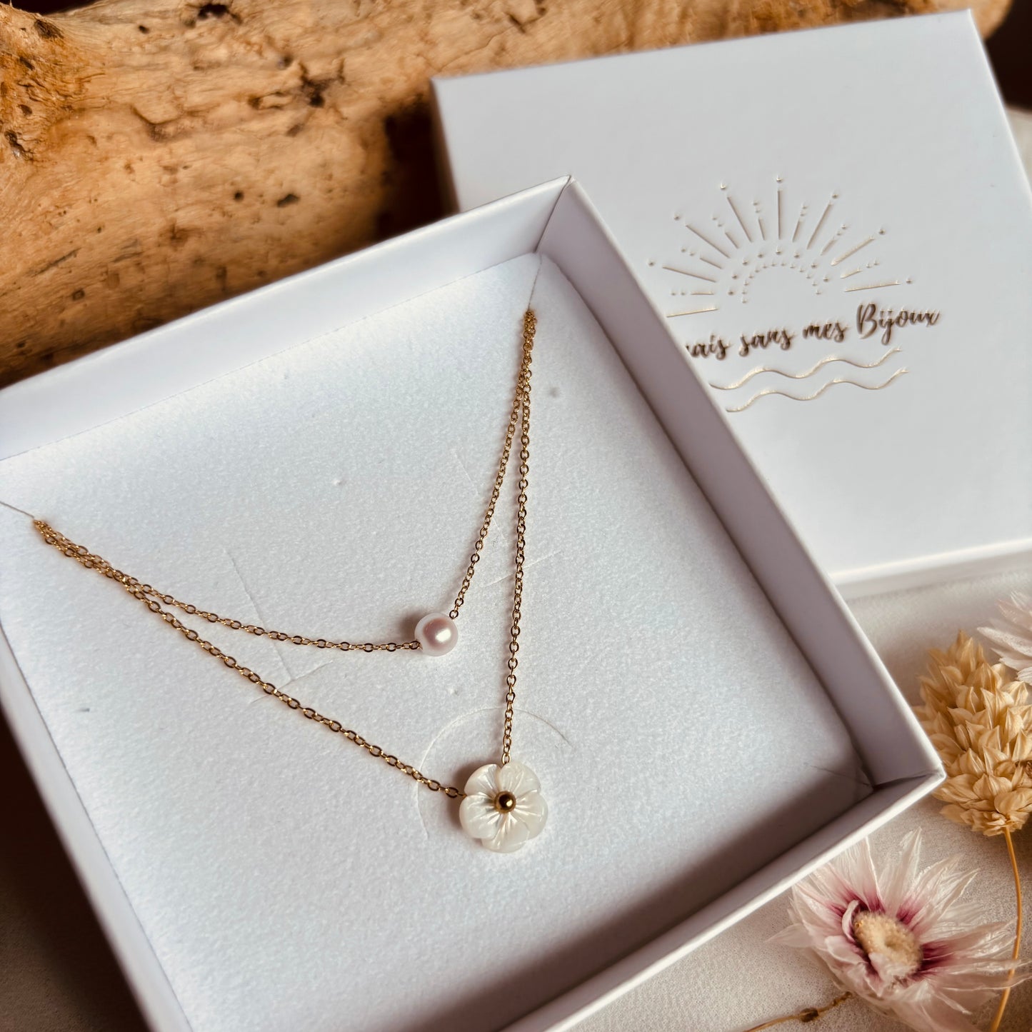 Collier multi-rangs nacre